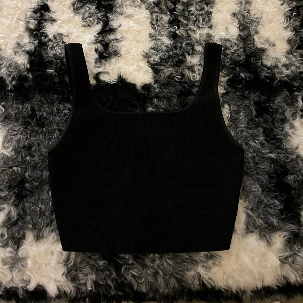Babaton sculpt knit square neck cropped tank